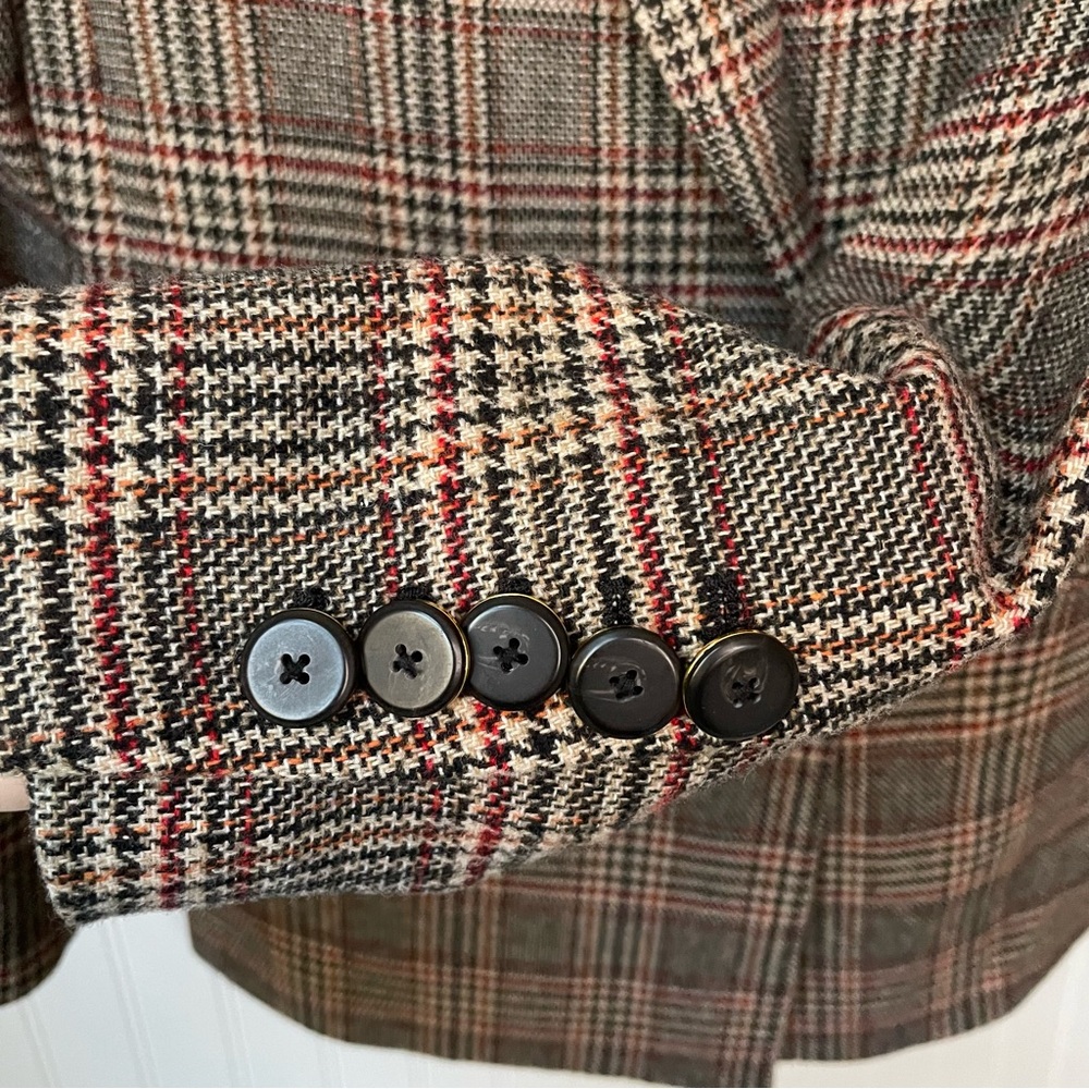 Veronica Beard Plaid Oria Dickey Jacket Camel Multi Size 0 - Picture 6 of 12